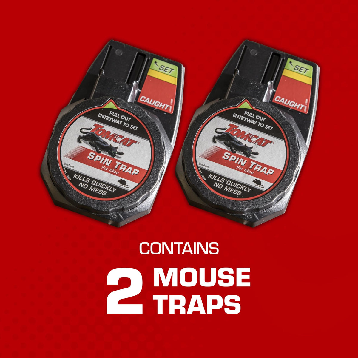 Tomcat Spin Trap for Mice,Fully Enclosed Mouse Trap Provides a Quick,No-Mess Kill,2 Traps,(Pack of 8)