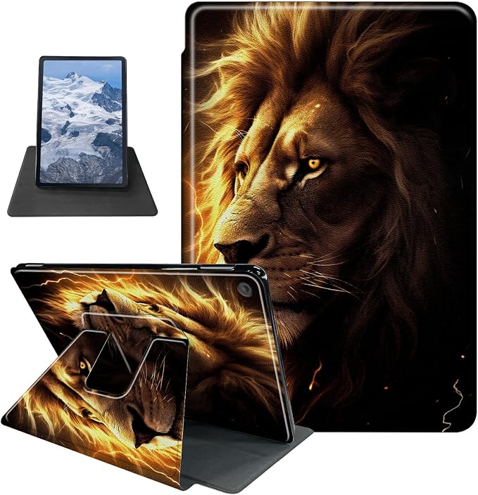 American Flag Deer Pattern Case for All-New Amazon Kindle Fire 7 Inch Tablet (9th/7th/5th Generation 2019/2017/2015 Release)360 Degree Rotating Stand Protective Cover with Auto Sleep/Wake