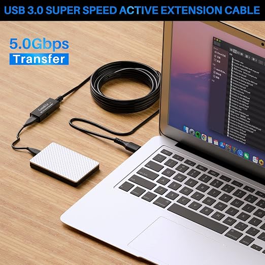 3 Pack USB 3.0 Extension Cable 10 Feet USB A Male to Female Extender Cord 5Gbps Data Transfer for Webcam Printer Keyboard Mouse Flash Drive Hard Drive Controller Black Cable with 5 Cable Ties