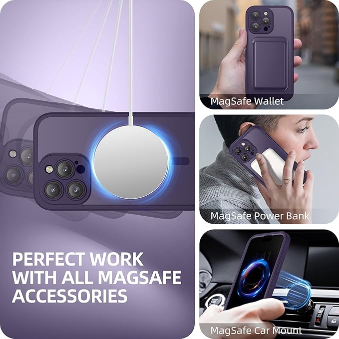 BERFY Magnetic for iPhone 14 Pro Max Case, Compatible with MagSafe,Built-in Privacy Screen Protector and Upgraded Camera Protection,Anti-Spy Full Body Shockproof Phone Case for 14 Pro Max 6.7", Purple