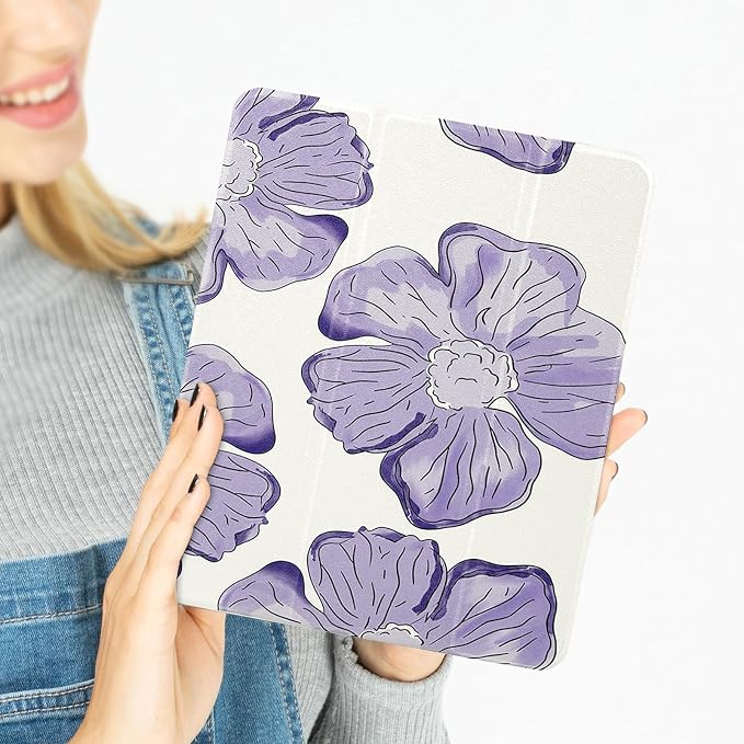 Lovmooful for iPad 9/8/7 Gen Case with Pencil Holder Cute-Bear Flower | Fit for iPad 9/8/7 (10.2-Inch2021/2020/2019 Model9th/8th/7th Generation)Soft TPUTrifold StandProtectiveGirly