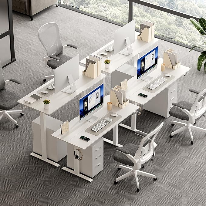 55 x 24 Inch Electric Standing Desk Adjustable Height, Sit Stand Desk, Stand up Desk for Home Office, Computer Workstation (Spliced Desktop,White)