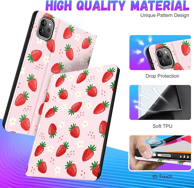 Uppuppy for iPad Pro 12.9 Case Kids Folio PU Leather Cover with Apple Pencil Holder Auto Sleep/Wake Adjustable Angles for iPad Pro 12.9 6th/5th/4th/3rd Gen Sun Moon Black