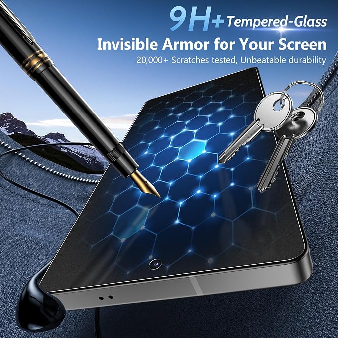 2 Pack for Samsung Galaxy S25 Ultra Matte Privacy Screen Protector | Fingerprint Unlocking 23° Anti Spy Anti Glare Anti Fingerprint 9H Glass Full coverage Case Friendly Easy Installation
