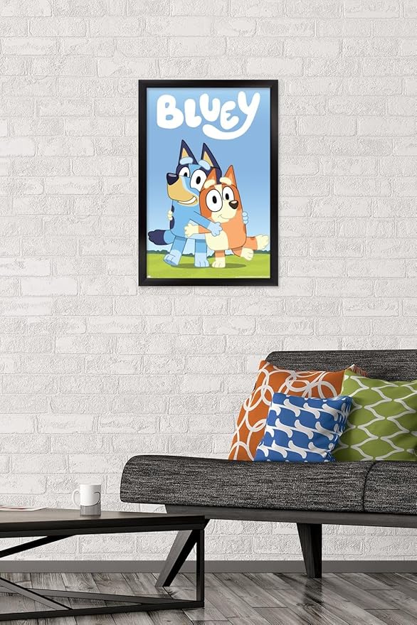 Bluey - Hug Wall Poster, 22.4L" x 14.7W", Black Framed Version