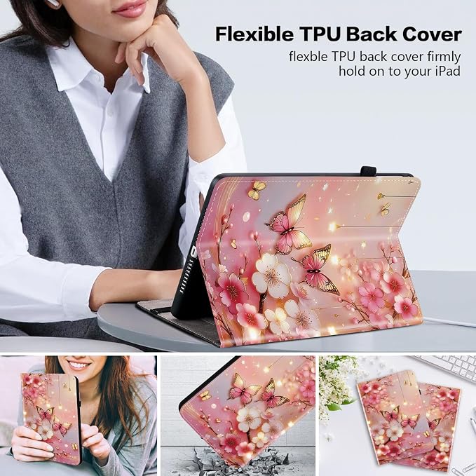 Dteck 10.5 Inch Case for iPad Air 2019 (3rd Generation A2152 A2123 A2153) / iPad Pro 2017 (A1701 A1709) Tablet- Smart Stand Wallet Folio Cover Case with Auto Sleep Wake/Stylus Pen (Purple Butterfly)