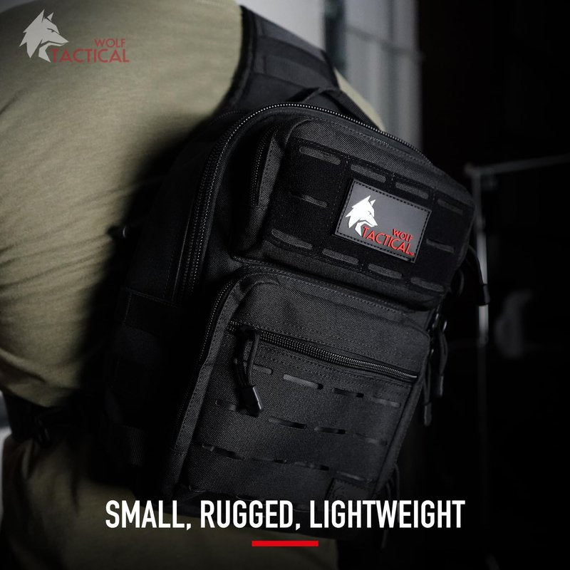 WOLF TACTICAL Men’s EDC Sling Bag - Concealed Carry, Laser-Cut MOLLE, Lightweight, Green