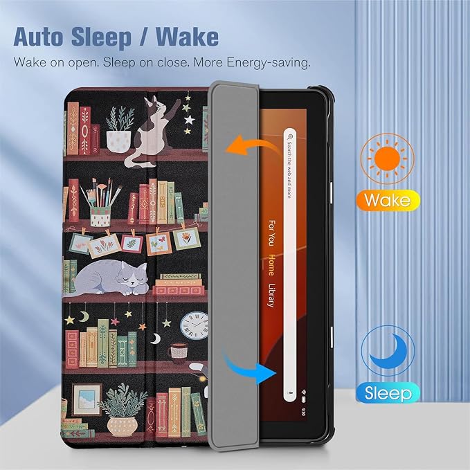 Case for All-New Fire 7 Tablet (12th Generation 2022 Release) Book Reading Lovers Gifts Lightweight PU Leather Stand Protective Cover with Auto Sleep Wake