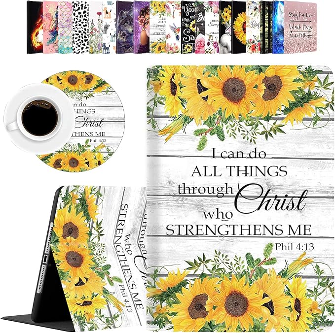 for iPad mini Case iPad mini 1 2 3 4 5 Case and Coasters Set PU Leather Folio Case Smart Cover with Stand &amp Auto Wake Sleep for iPad mini 5/4/3/2/1 - Flame Soccer