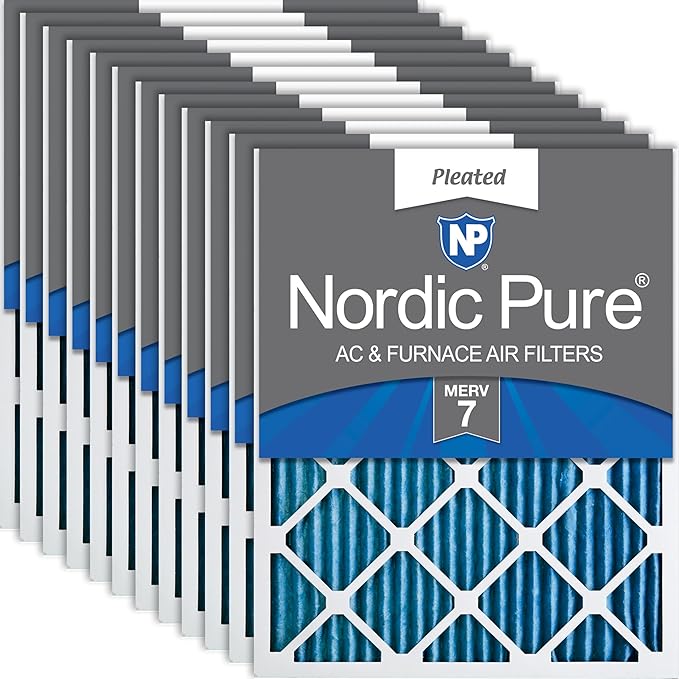 Nordic Pure 16x25x1 Pleated MERV 7 Air Filters 12 Pack
