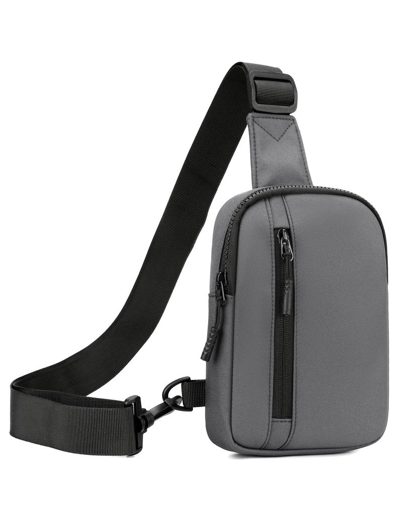 Peicees Mens Mini Sling Bag Chest Shoulder Bag Women Crossbody Phone Holder with Reversible Strap and Dual Pocket, Grey