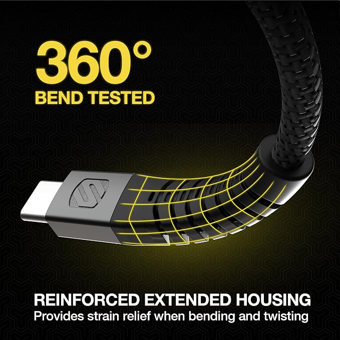 SCOSCHE CAB1-SP STRIKELINE Premium USB to Type-C Charge &amp Sync Braided Cable 1-ft. Black