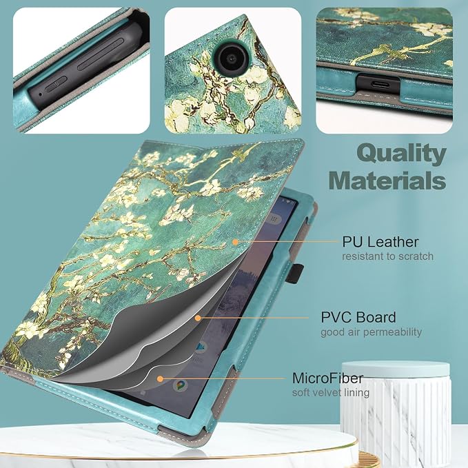 Case for T-Mobile Revvl Tab 2 Tablet - Folio Premium PU Leather Protective Stand Cover with Auto Sleep/Wake Almond Blossom