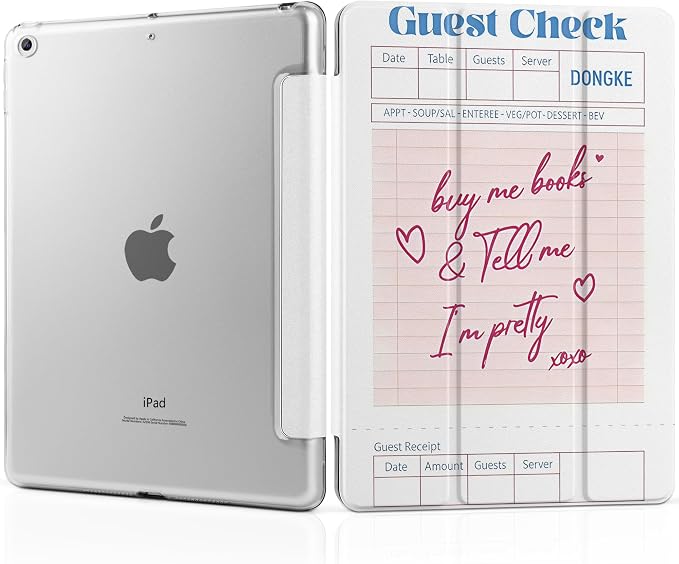 Compatible with iPad 10.2 Inch Case 2021 2020 2019 Smart Lightweight Trifold Stand Hard Plastic Transparent Cover Support Auto Sleep/Wake for iPad 10.2 9th/8th/7th Gen - Bear &amp Cherry