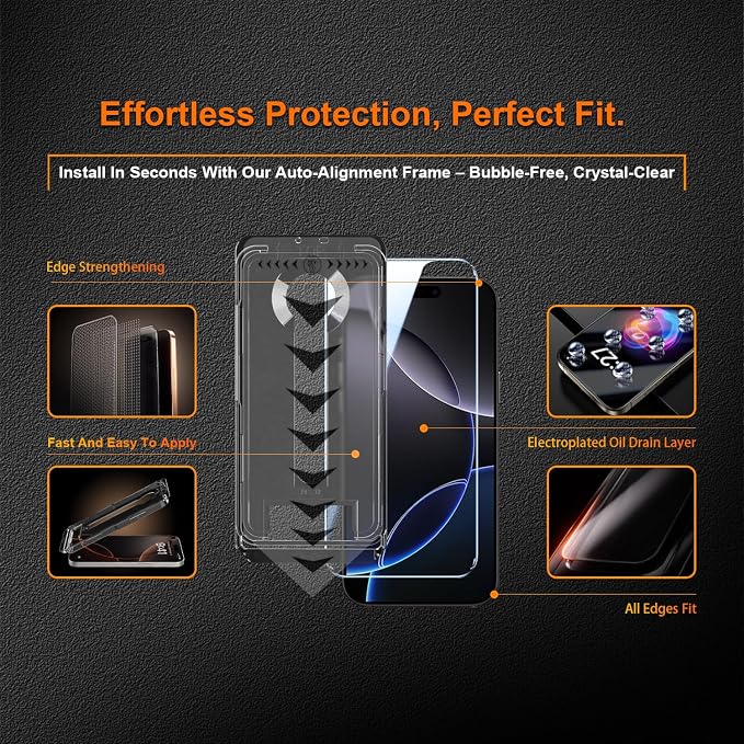 OneFish for iPhone 11 Pro Max/XsMax Tempered Glass Screen Protector 2 Pack Auto Dust-Elimination Easy Installation HD Clear Screen Protector