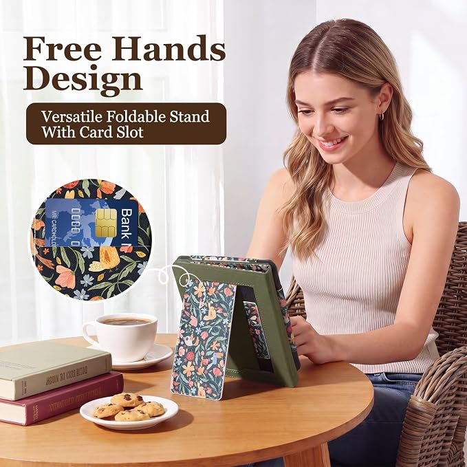 Fancity Case for Kindle Paperwhite 7/6.8 12th/11th Generation 2025 2024 | PU Leather Case with Auto Wake/Sleep Hand Strap for Kindle Paperwhite/Colorsoft Signature Edition 2021 Monet's Garden
