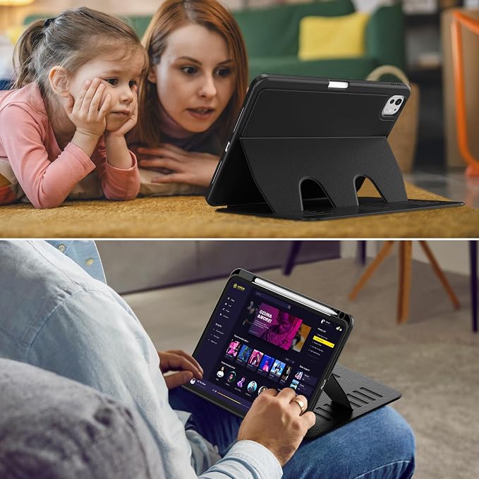 VIKESI Case for iPad Pro 11 inch (M5/M4) 2025/2024Multiple Angles Magnetic Stand CoverShockproof BackPencil Holderand Auto Sleep/WakeBlack
