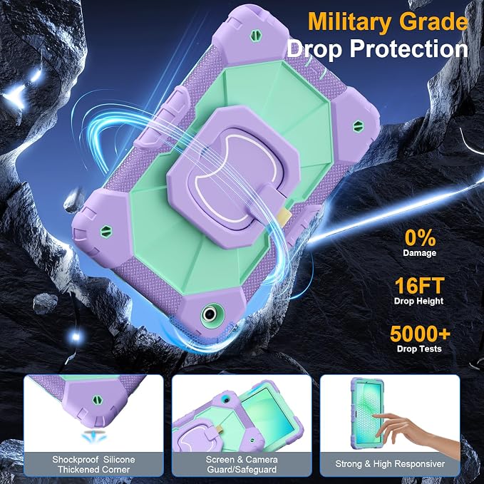 Case for Samsung Galaxy Tab A9 Plus 11 Inch 2023 Ubearkk Rugged Case for Samsung Galaxy A9+ Tablet SM-X210/X216/X218 with Screen Protector 360 Rotating Stand Shoulder Strap Pen Holder Black