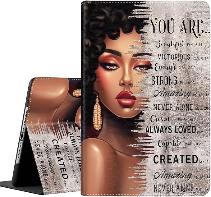 Case for iPad Pro 11 Inch 2022/2021/2020 (4th/3rd/2nd Gen) for iPad Air 5th / 4th Generation 10.9 Inch (2022/2020) Durable Shockproof Protective Cover，Black Woman Queen Afro Design