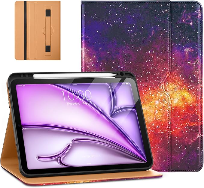 DTTO for iPad Air 11-inch Case M4/M3/M2 (2026/2025/2024) iPad Air 5th / 4th Generation (2022/2020) Premium Leather Business Folio Stand Cover with Pencil Holder - Auto Sleep/Wake Brown