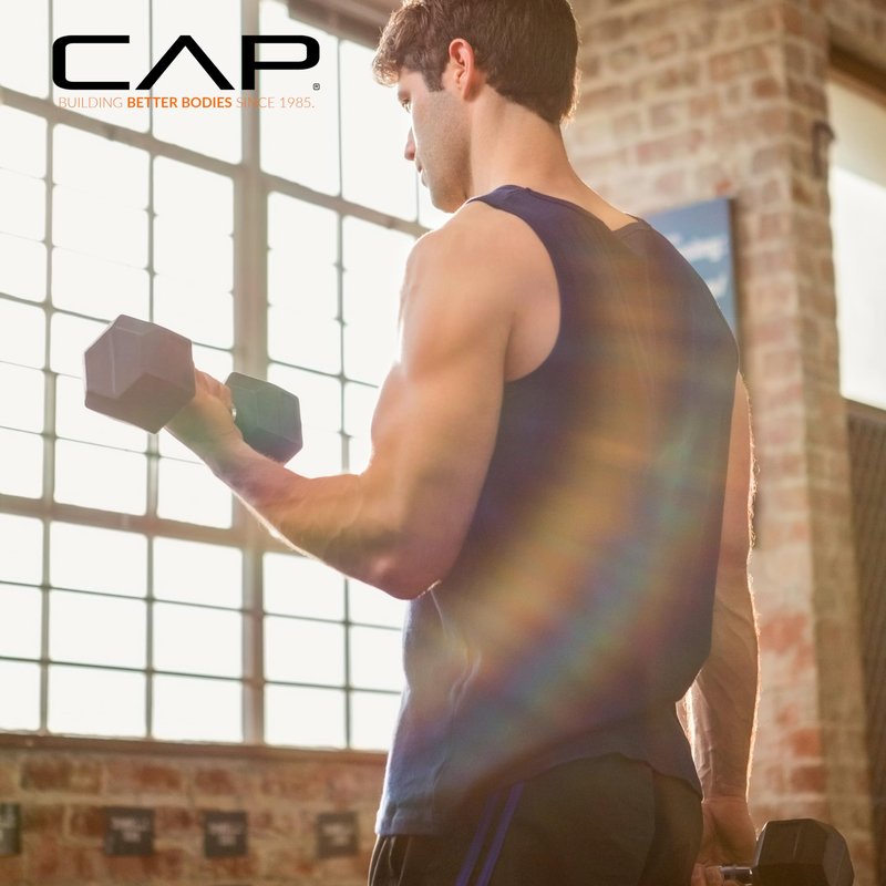 CAP 20 LB Rubber Coated Hex Dumbbell Weight, Rubber Free Weights for Home Gym Strength Training, Comfort Grip Handle, Pair