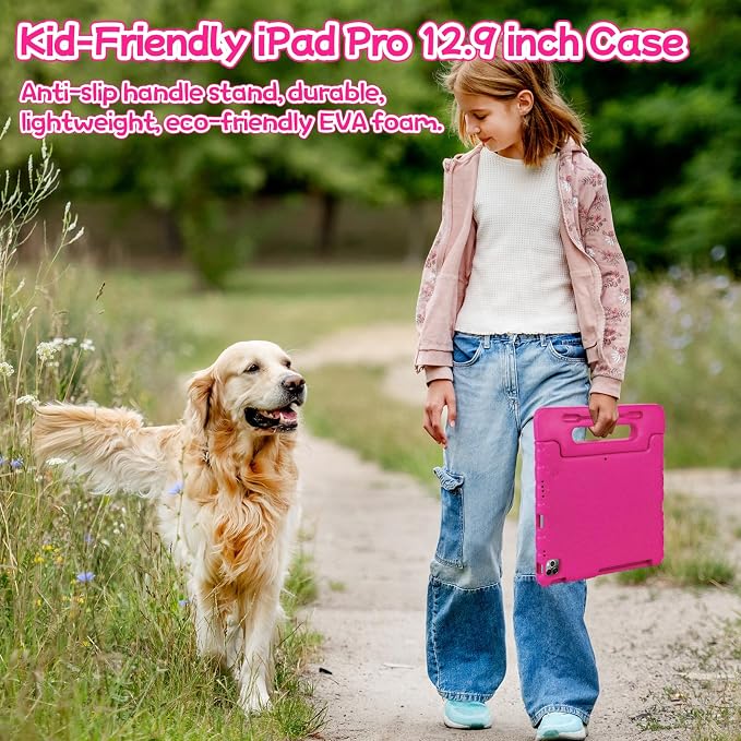 Case for iPad Pro 12.9 Case 2022/2021/2020/2018 with Pencil Holder &amp Hadle Stand Super Protection Kids Proof Cover for iPad Pro 12.9 inch 3rd/4th/5th/6th Generation Black