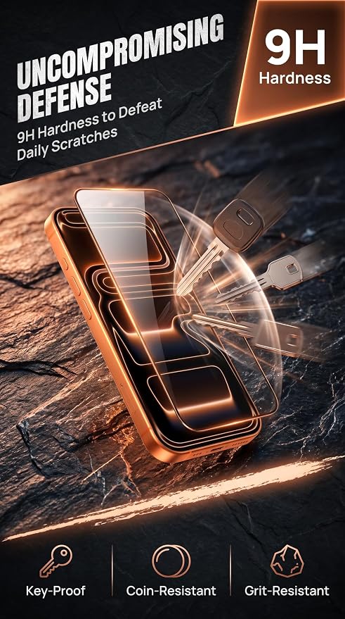 9H Tempered Glass Screen Protector for iPhone 17 Pro Max2 PCS HD Full Edge