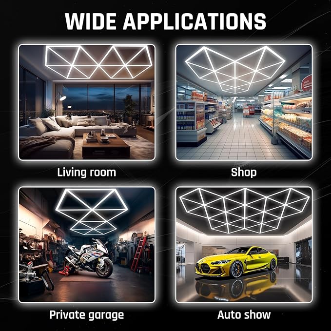 Hexagon Garage Lights, Super Bright Garage Lights Ceiling Led Hexagon 27 Pack 6500K for Gym, Basement, Warehouse,Auto Beauty Shop,Car Care Wash Room