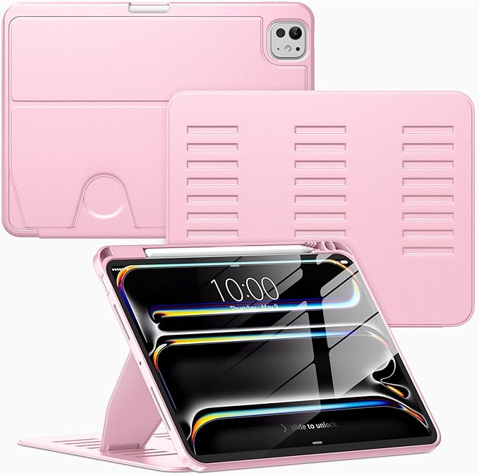 VIKESI Case for iPad Pro 11 inch (M5/M4) 2025/2024Multiple Angles Magnetic Stand CoverShockproof BackPencil Holderand Auto Sleep/WakeBlack