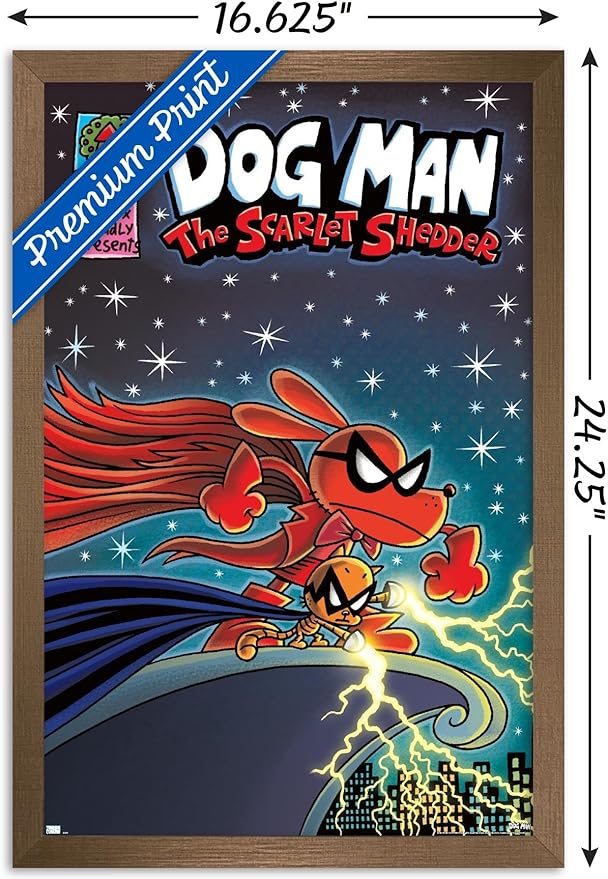 Dog Man - The Scarlet Shedder Wall Poster, 22.4L" x 14.7W", Bronze Framed Version