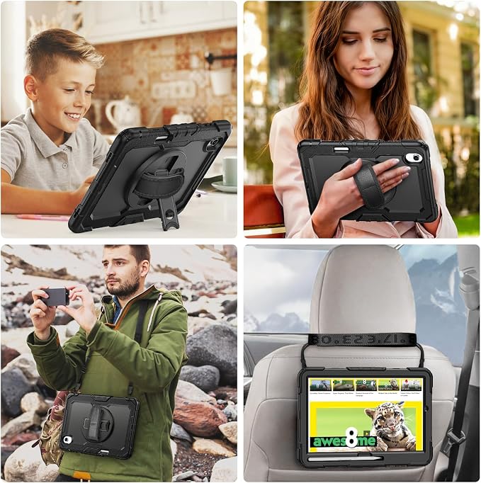 Case for Samsung Galaxy Tab S11 2025 | Three-layer Rugged Shockproof Case W/Screen Protector Shoulder Strap for Tab S11 11 inch (Model SM-X730/SM-X736B) Black