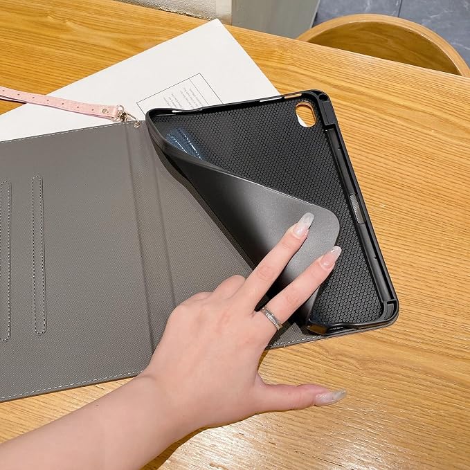 Checkered Case for iPad (A16) 11th Generation 11 Inch (2025) iPad 10th Generation 10.9 Inch (2022) with Pencil Holder (Black)