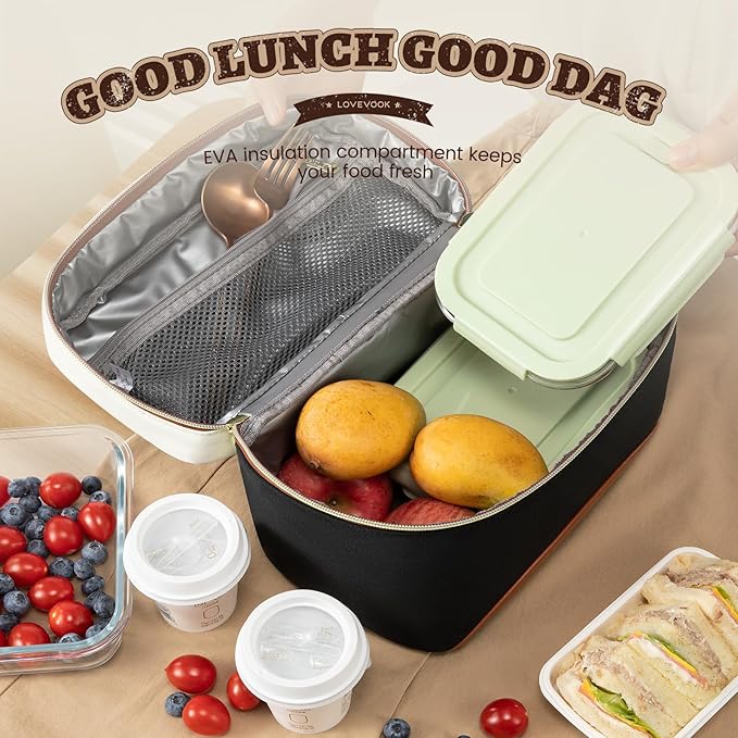 LOVEVOOK Insulated Lunch Bag for Women,Adult Lunch Box for Women,Leakproof Cooler Bag for Office Picnic Hiking Beach,Lunch Tote Bag with Adjustable Shoulder Strap