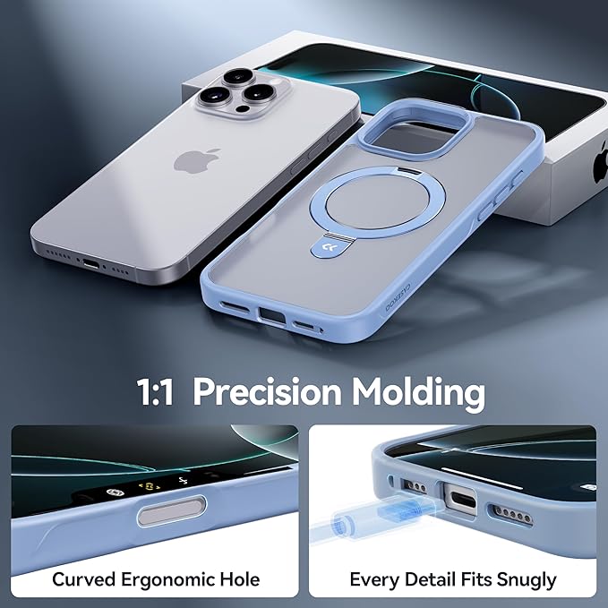 CASEKOO Designed for iPhone 16 Pro Max Case with Magnetic Invisible Stand [Military Drop Protection] [Compatible with MagSafe] Shockproof Slim Translucent Matte Promax Case 6.9 Inch, Light Blue