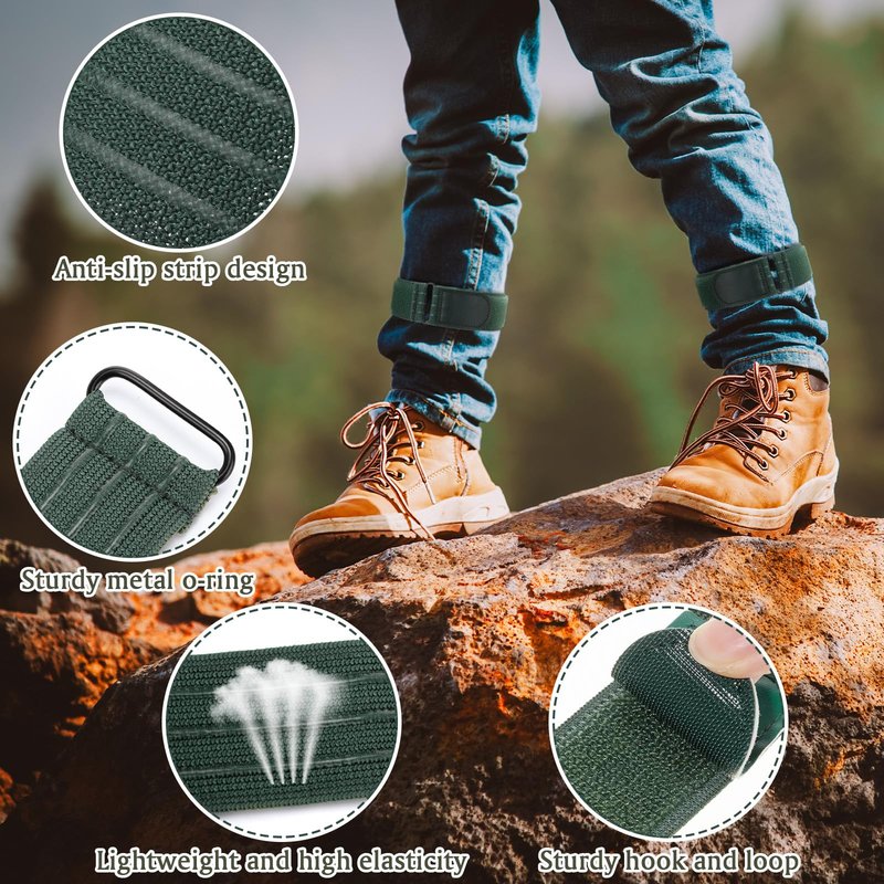 Vincreem 4 Pcs Elastic Ankle Straps Cycling Pant Leg Straps Adjustable Elastic Safety Band Boot Blousers for Climbing Fishing Outdoor Sport (Army Green)