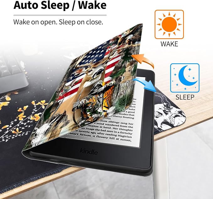 Case for All-New 7 Kindle Paperwhite 12th Gen 2024 &amp Kindle Colorsoft Signature EditionPU Leather Cover with Auto Sleep Wake FeatureAmerican Flag Eagle