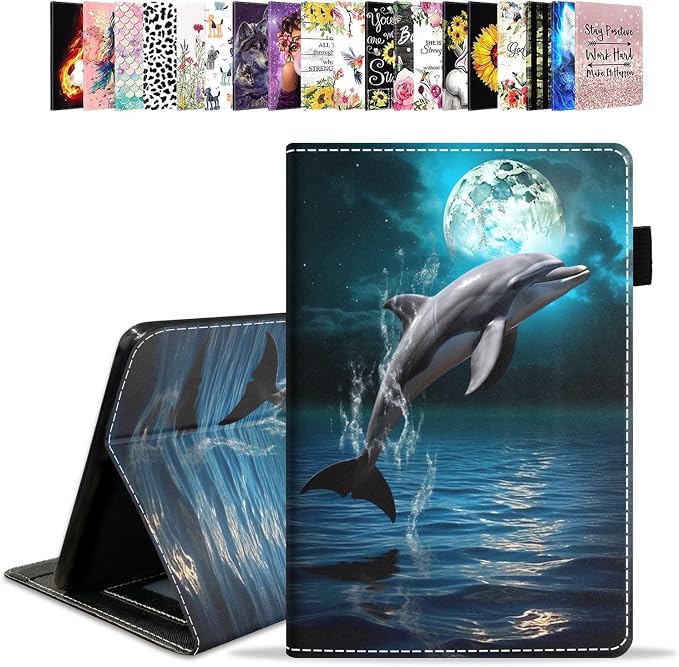 Case for Amazon Kindle Fire HD 10 Tablet 10.1 (9th/7th Generation 2019/2017 Release) - PU Leather Folio Case with Smart Auto Wake/Sleep African American Girl