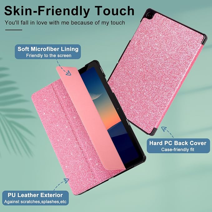 Caweet Case for Samsung Galaxy Tab A9+ / A9 Plus 11 Inch 2023 Ultra Slim Lightweight Hard Back Shell Tri-Fold Stand Cover with Atuo Sleep/Wake Almond Blossom
