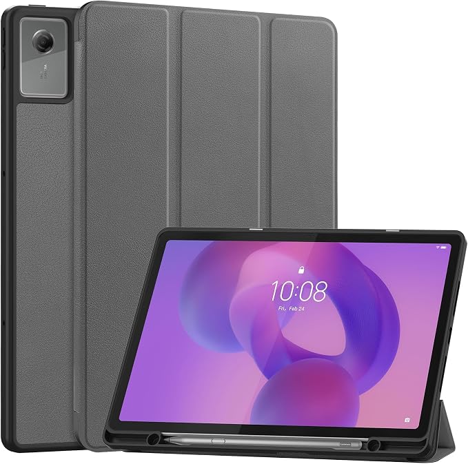 YRH for Idea Tab Pro 12.7 inch Case 2025 with Pen Holder Soft TPU Back Tablet Cover Case with Auto/Sleep (Black)