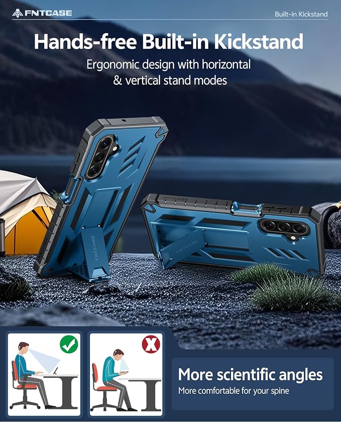 FNTCASE for 11 Pro XL Case Rugged Kickstand 2 Front Frames Black | Built-in Screen Protector 20FT Military-Grade Drop Protection Rugged Heavy Duty Shockproof Full Body Protective Cover