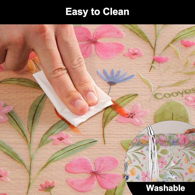 Cooyes Shelf Liner – Premium Non-Adhesive Cabinet & Drawer Liner for Kitchen – Waterproof Shelf Paper with Modern Pattern – Durable EVA Cabinet Mat – Easy to Cut （17.5" W x 78.7" L）