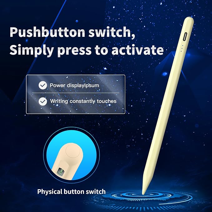 Stylus Pen Android for AMZ Tablet HD 10/Max 11 Compatible with Samsung/LenovoAccurate， Push-Button Switch On/OffLong Battery Life+2Tips(NW Black)