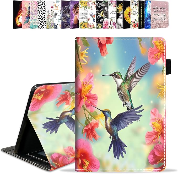 Case for Amazon Kindle Fire HD 10 Tablet 10.1 (9th/7th Generation 2019/2017 Release) - PU Leather Folio Case with Smart Auto Wake/Sleep African American Girl