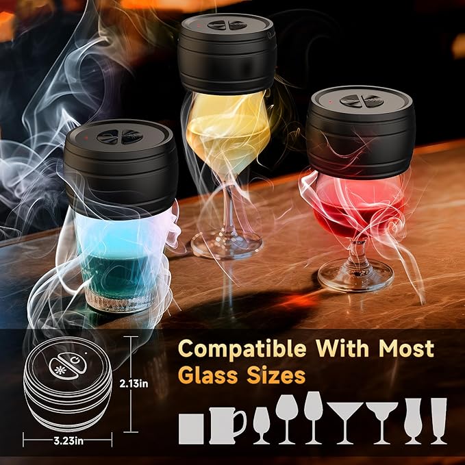 Electric Whiskey Smoker Kit Built-in Lighter, Rechargeable Old Fashioned Cocktail Bourbon Drink Smoker kit with 6 Wood Chips Whisky Kit Gifts for Men Dad Husband Boyfriend Mens