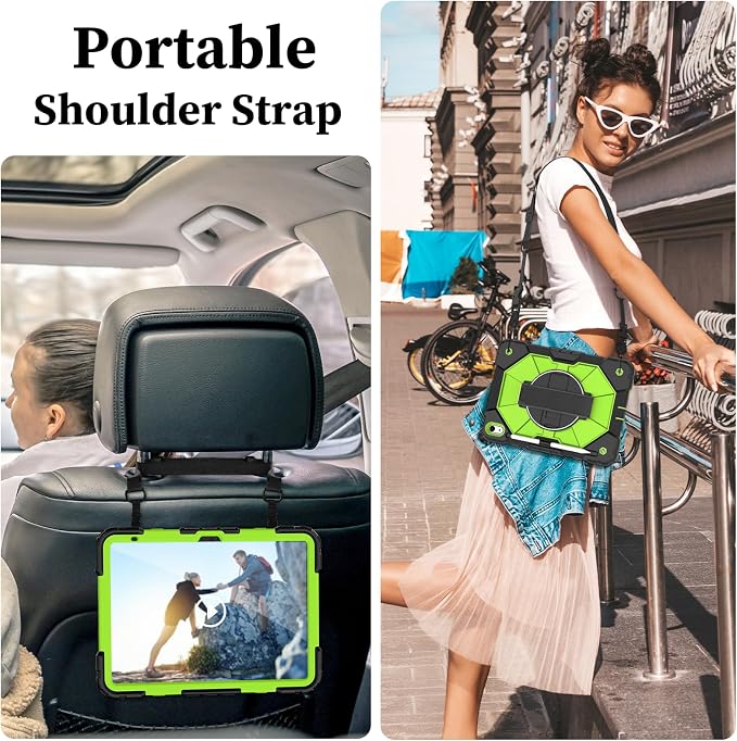 Nitupai Case for iPad 10th Generation 10.9 Inch 2022 / iPad A16 Case 11 Inch 2025 with Screen Protector 10th Gen Cover for Kids Pencil Holder 360° Rotating Stand Shoulder Strap Black Black
