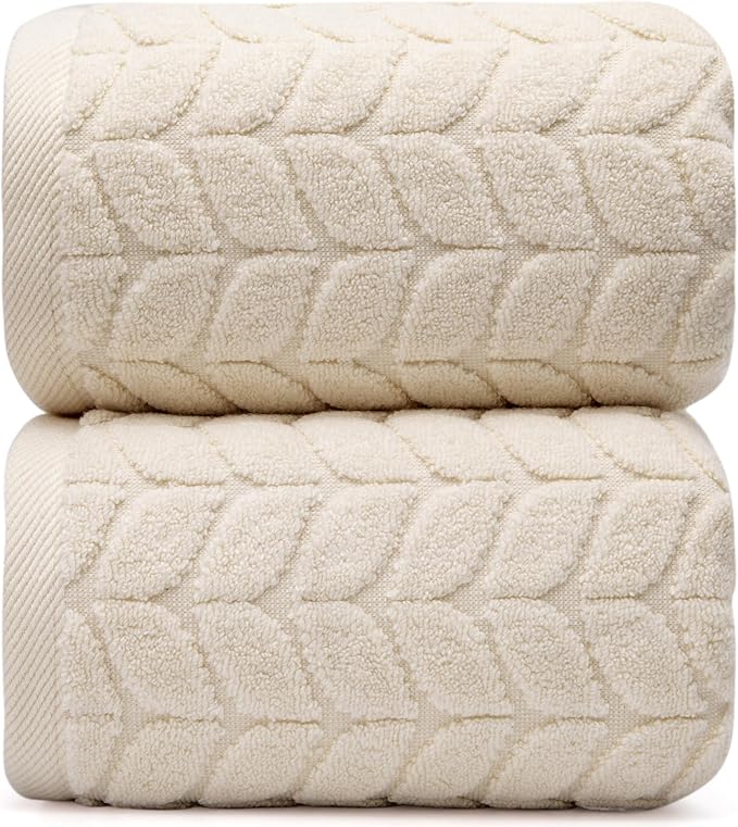 Ultra Soft & Stylish 700 GSM Luxury Bath Sheets | Pack of 2 | Extra Large 35x70 Inches | 100% Zero-Twist, Long-Staple Cotton | Remarkably Absorbent (Papyrus)
