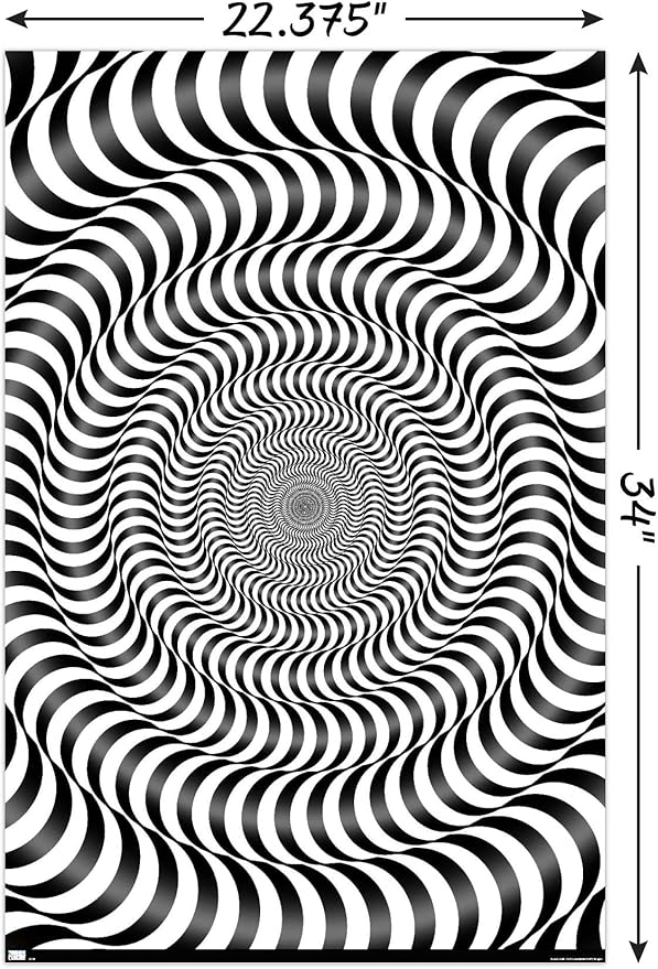 Trends International Zebra Stripe Optical Illusion Wall Poster, 22.375" x 34", Poster & Clip Bundle