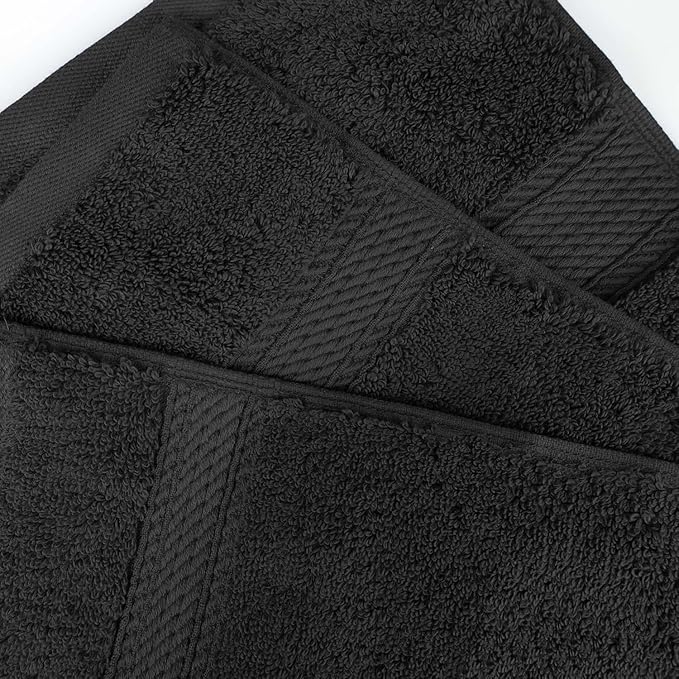 SUPERIOR Egyptian Cotton Pile 9 Piece Towel Set, Includes 3 Bath, 3 Hand, 3 Face Towels/Washcloths, Ultra Soft Luxury Towels, Thick Plush Essentials, Guest Bath, Spa, Hotel Bathroom, Black