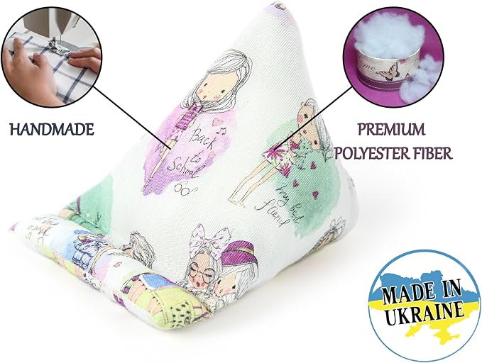 Handmade Phone Pillow Holder - The Wedge Mobile Device Stand - Fabric Phone Stand for All iPhones All Smartphones! 7 x 6.1 x 5.5 Inches (ABC)
