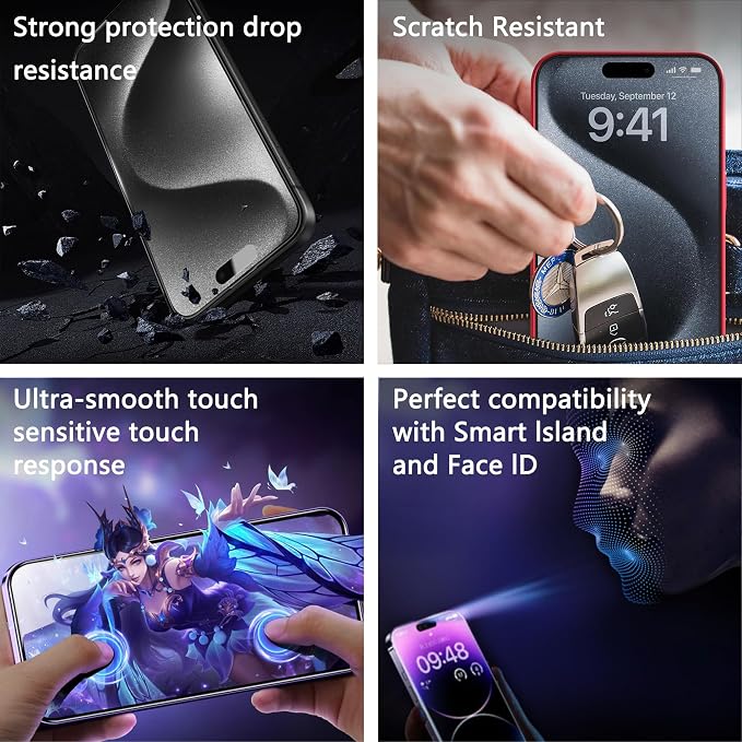 2-Pack Anti Blue Light Blocking Matte Screen Protector for iPhone 11 Pro Max/XS Max(5.8-Inch)Anti-Glare9H Tempered GlassFull CoverageAnti-FingerprintAuto Dust RemovalBubble-Free